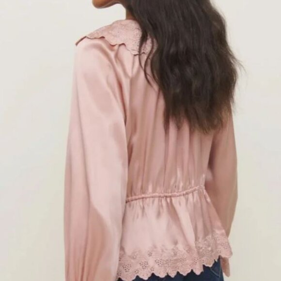 Reformation Kacey Musgraves NWT Lillie Eyelet Embroidered Silk Top Boho Western - Picture 2 of 15